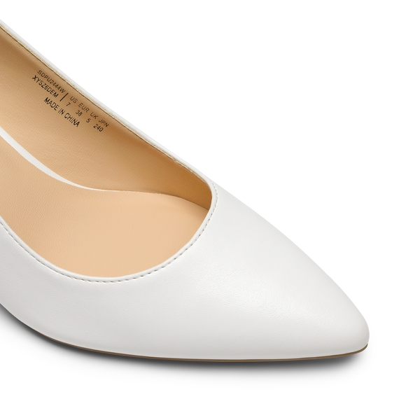 Slingback Pointed Toe Kitten Heel Pumps - WHITE PU - 4
